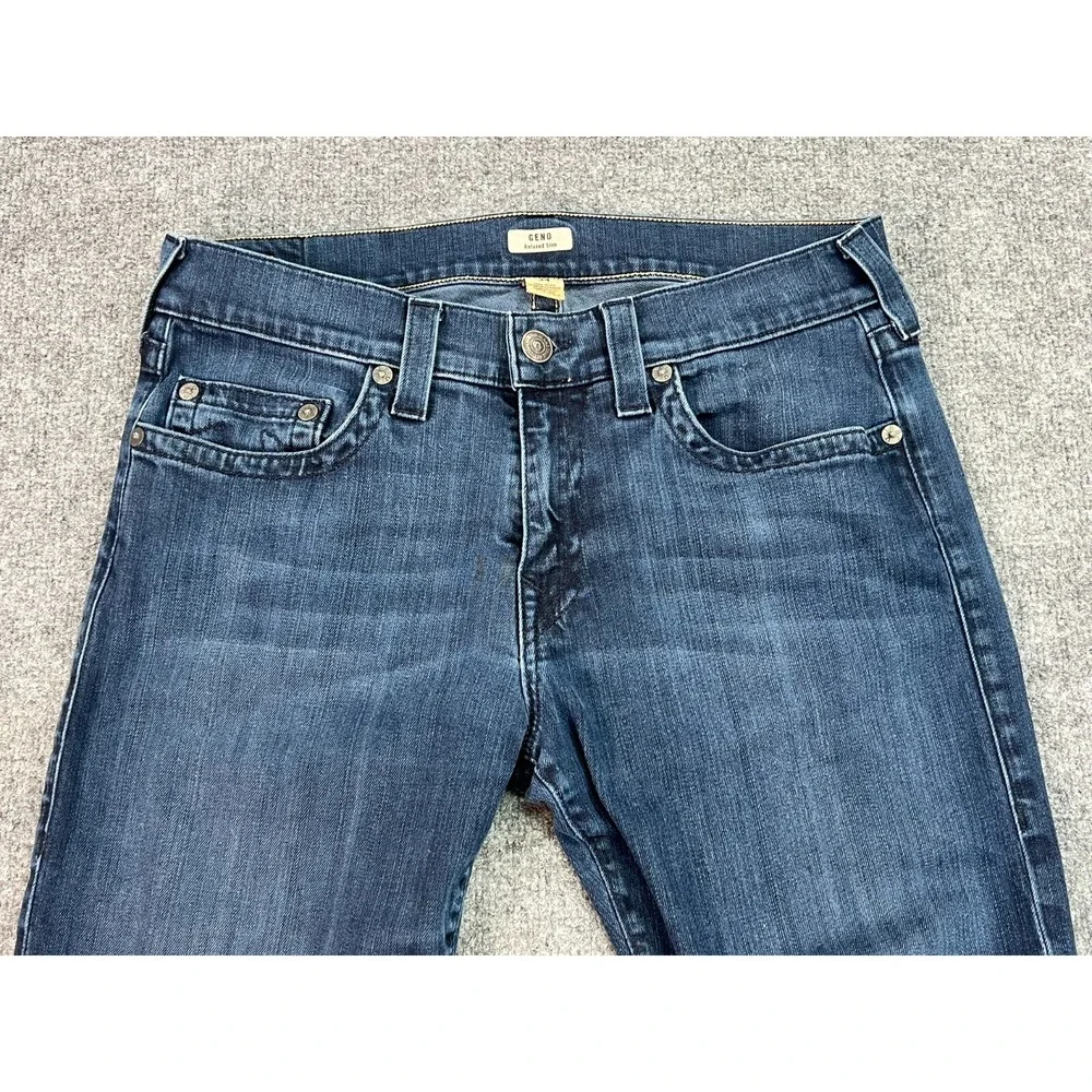 True Religion Jeans Mens 34 Blue Geno Relaxed Slim Horseshoe Made in USA